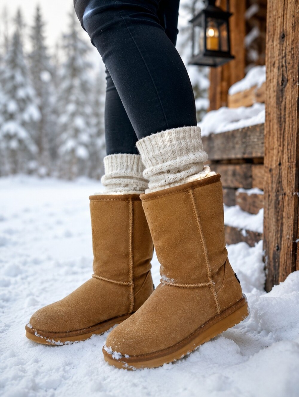 Lamo Sheepskin Chestnut Suede Mid-Calf Winter Boots US 8